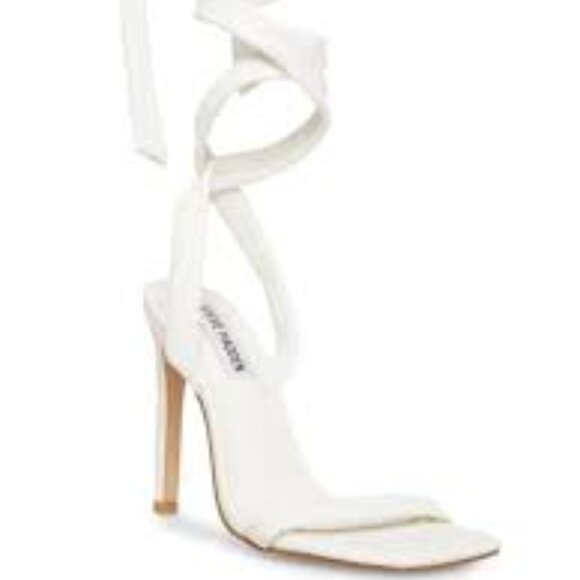 STEVE MADDEN UTILIZE WHITE SANDAL HEELS SIZE 7 COLOR WHITE BRAND NEW WITH BOX - Picture 1 of 8